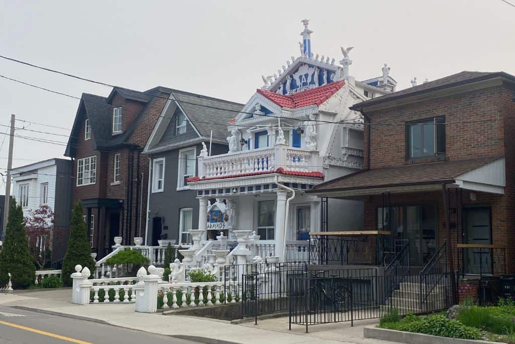 An elaborate greek style house which you will come across on Shaw Street while exploring is Toronto walkable