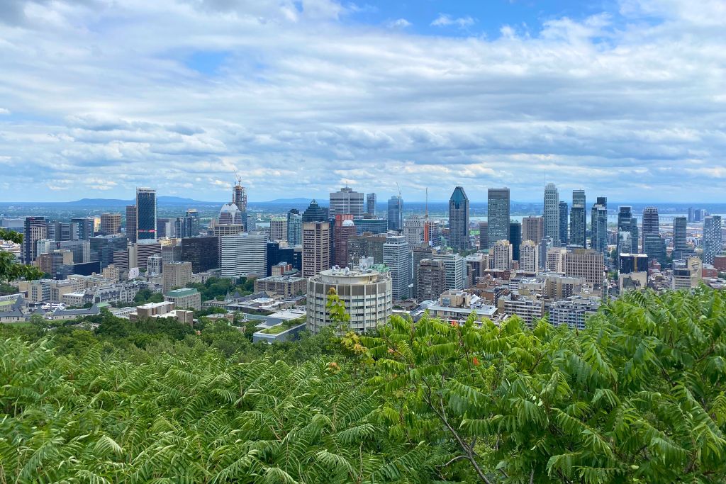 Panoramic view of Montreal from the top of Mount-Royal.
