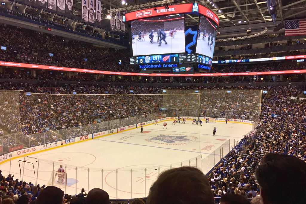 A Toronto Maple Leafs pre-season hockey match at Scotiabank Arena.