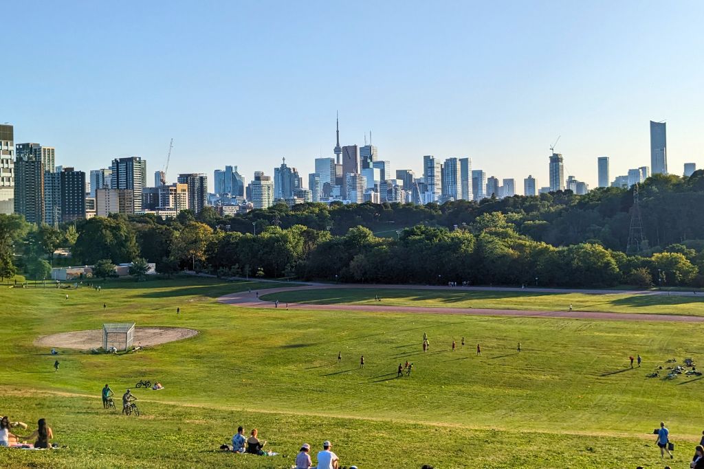 The view of Toronto from Riverdale Park in summer, which is the best time to visit Canada.