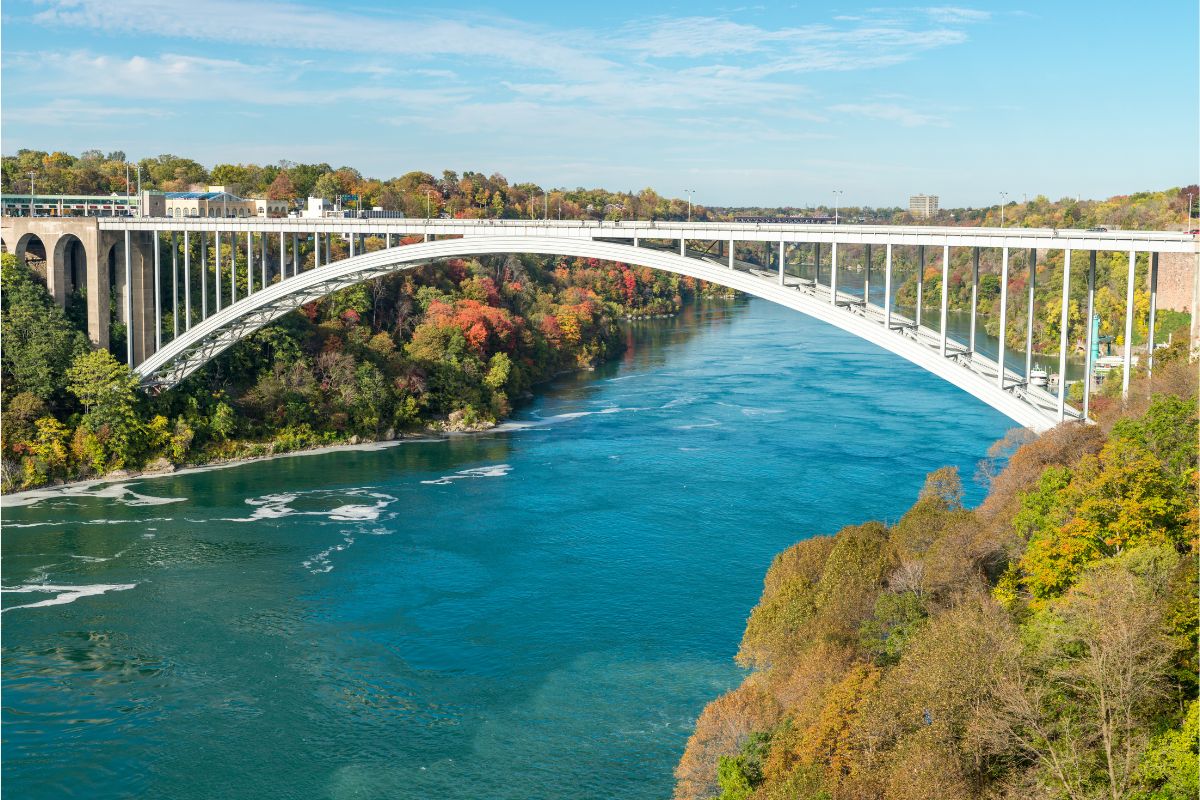 The U.S-Canada border bridge crossing at Niagara Falls.