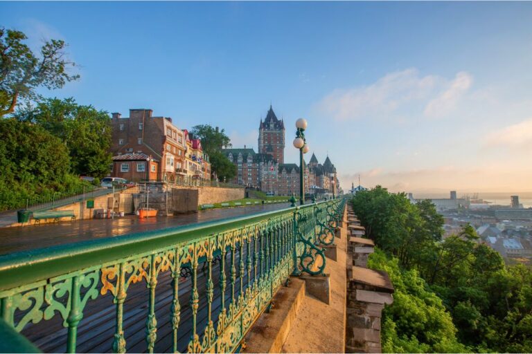 The view of Chateau Frontenac from the Dufferin Terrace in Quebec City.