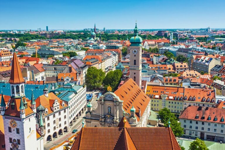 Aerial view of the city of Munich in Germany.