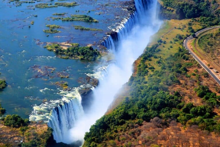 Aerial view of Victoria Falls. Photo by mantaphoto via Canva.com.
