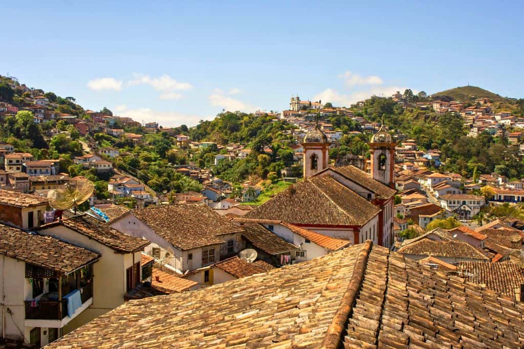 Rooftops of buildings in Ouro Preto, Brazil.