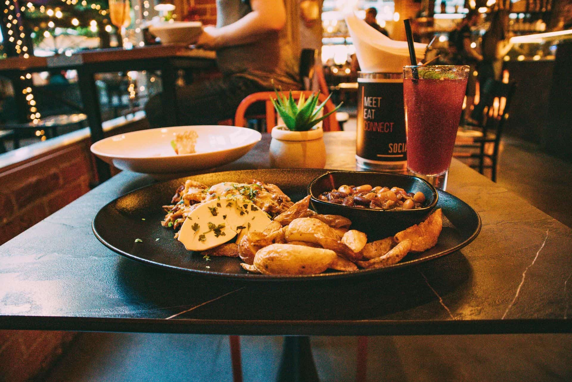Foods in Montreal. A restaurant meal.